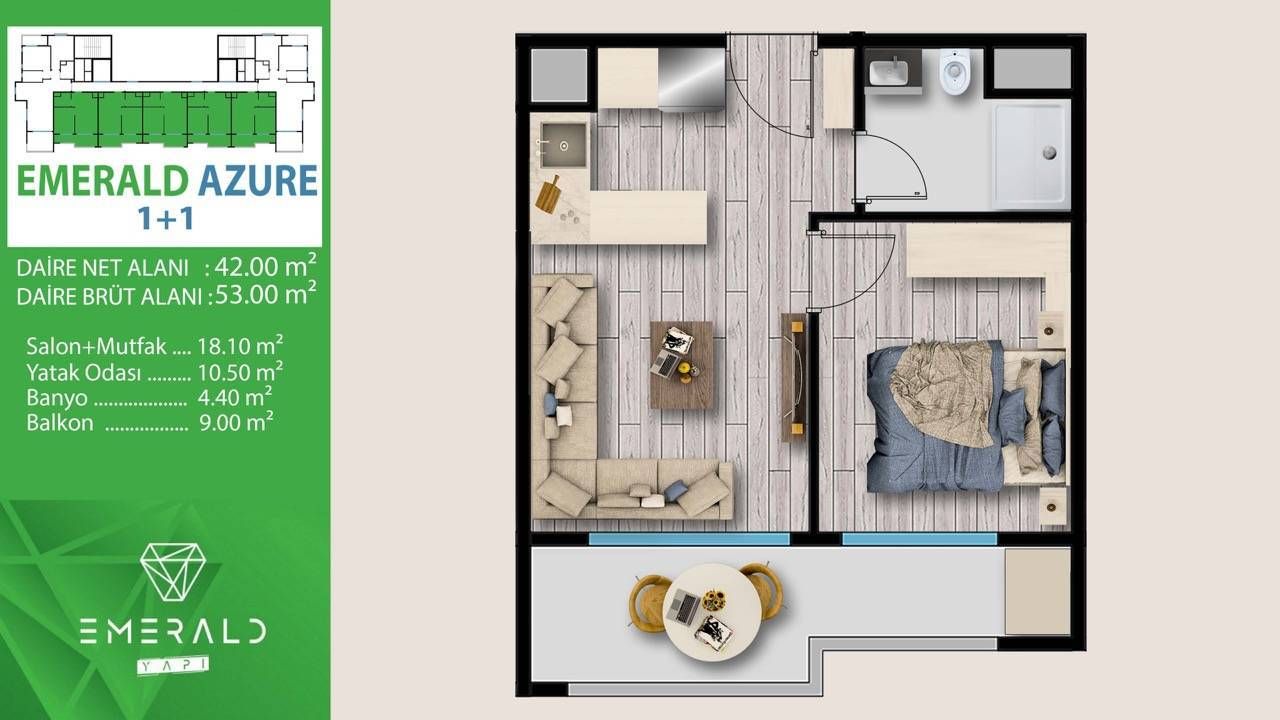 Wohnung in Mersin, Türkei, 96 m² - Foto 4