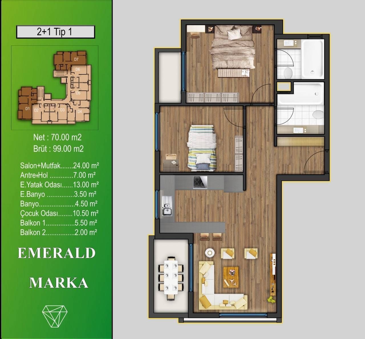 Piso en Mersin, Turquia, 99 m² - imagen 5