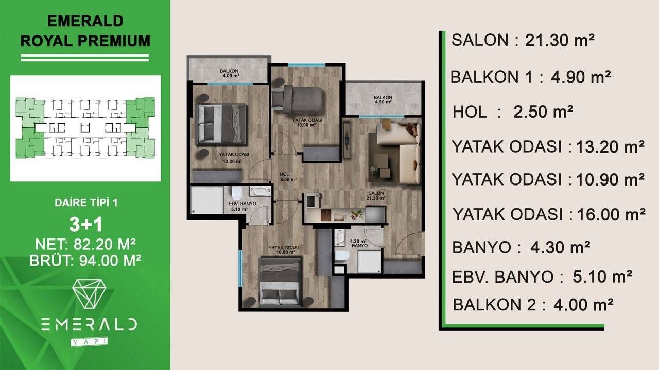 Wohnung in Mersin, Türkei, 70 m² - Foto 5
