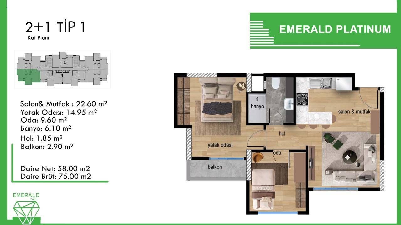 Appartement à Mersin, Turquie, 74 m² - image 5