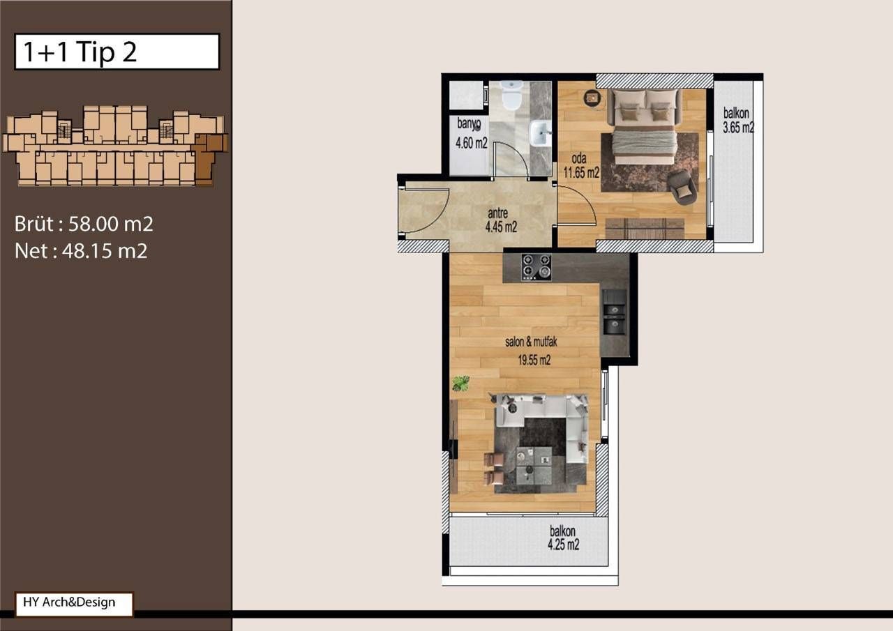 Flat in Mersin, Turkey, 58 m² - picture 7