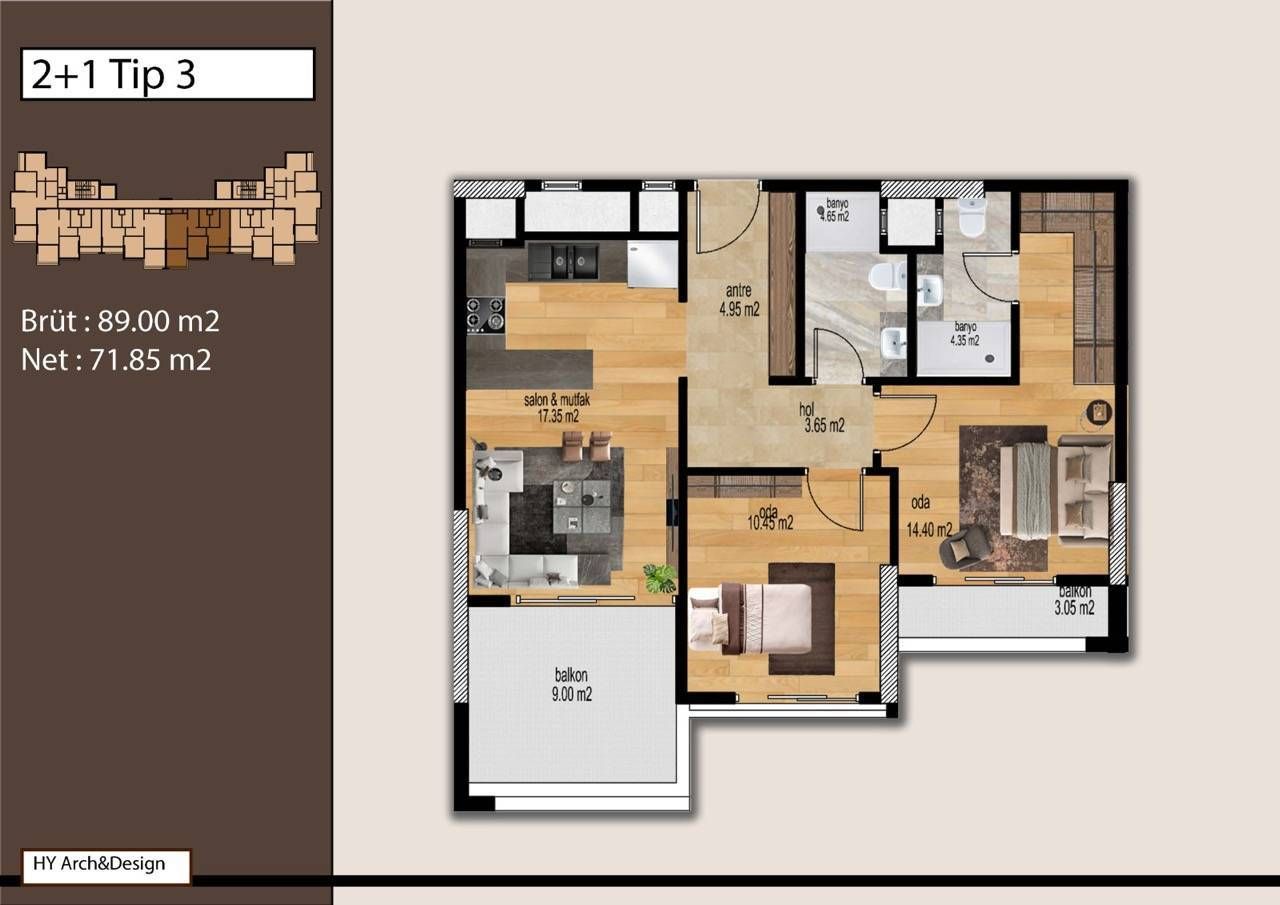 Piso en Mersin, Turquia, 64 m² - imagen 8