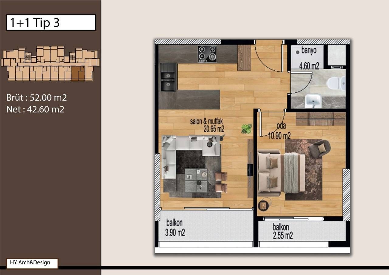 Flat in Mersin, Turkey, 58 m² - picture 8