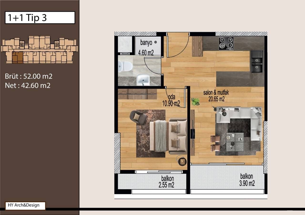 Flat in Mersin, Turkey, 58 m² - picture 9