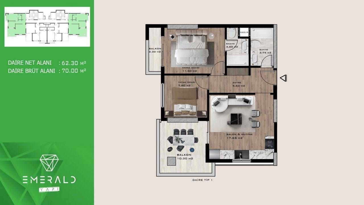 Appartement à Mersin, Turquie, 70 m² - image 10