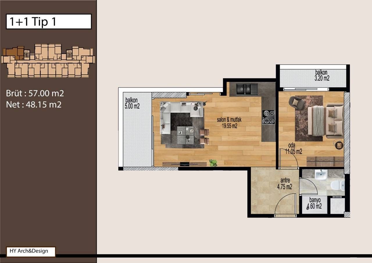 Flat in Mersin, Turkey, 58 m² - picture 11