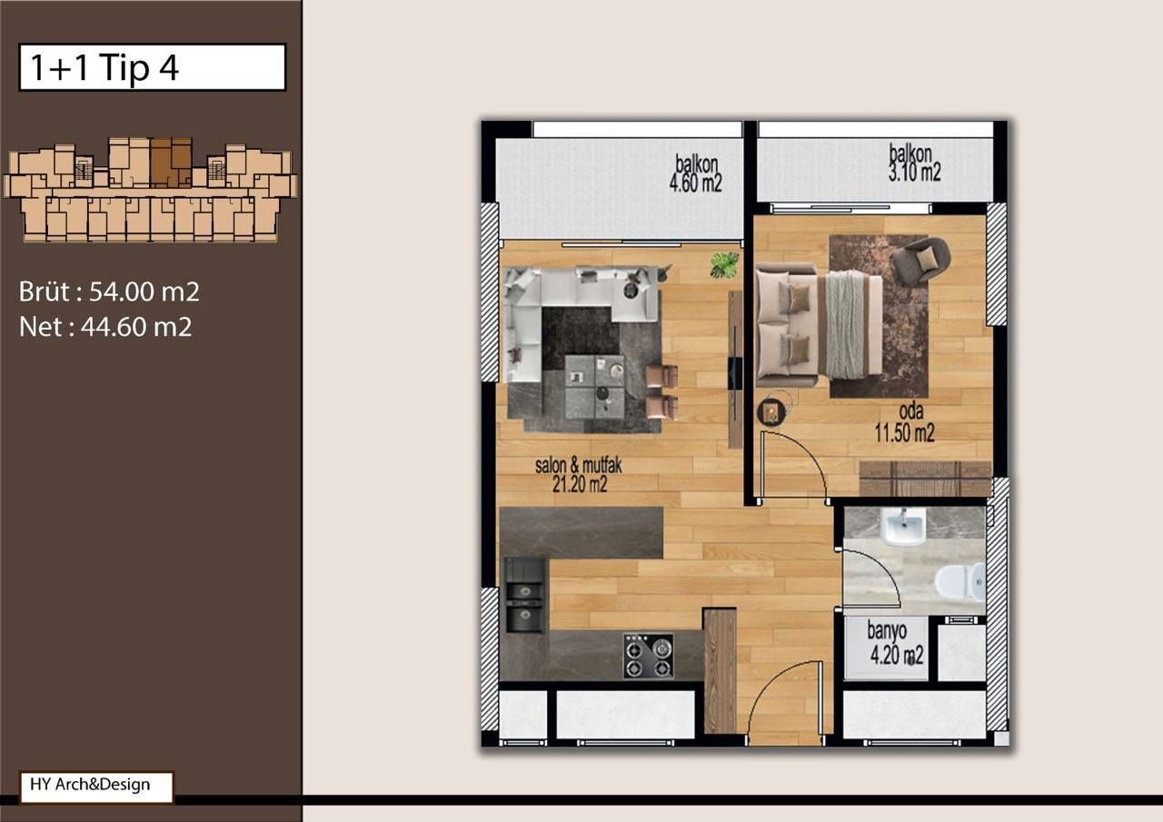 Flat in Mersin, Turkey, 58 m² - picture 12