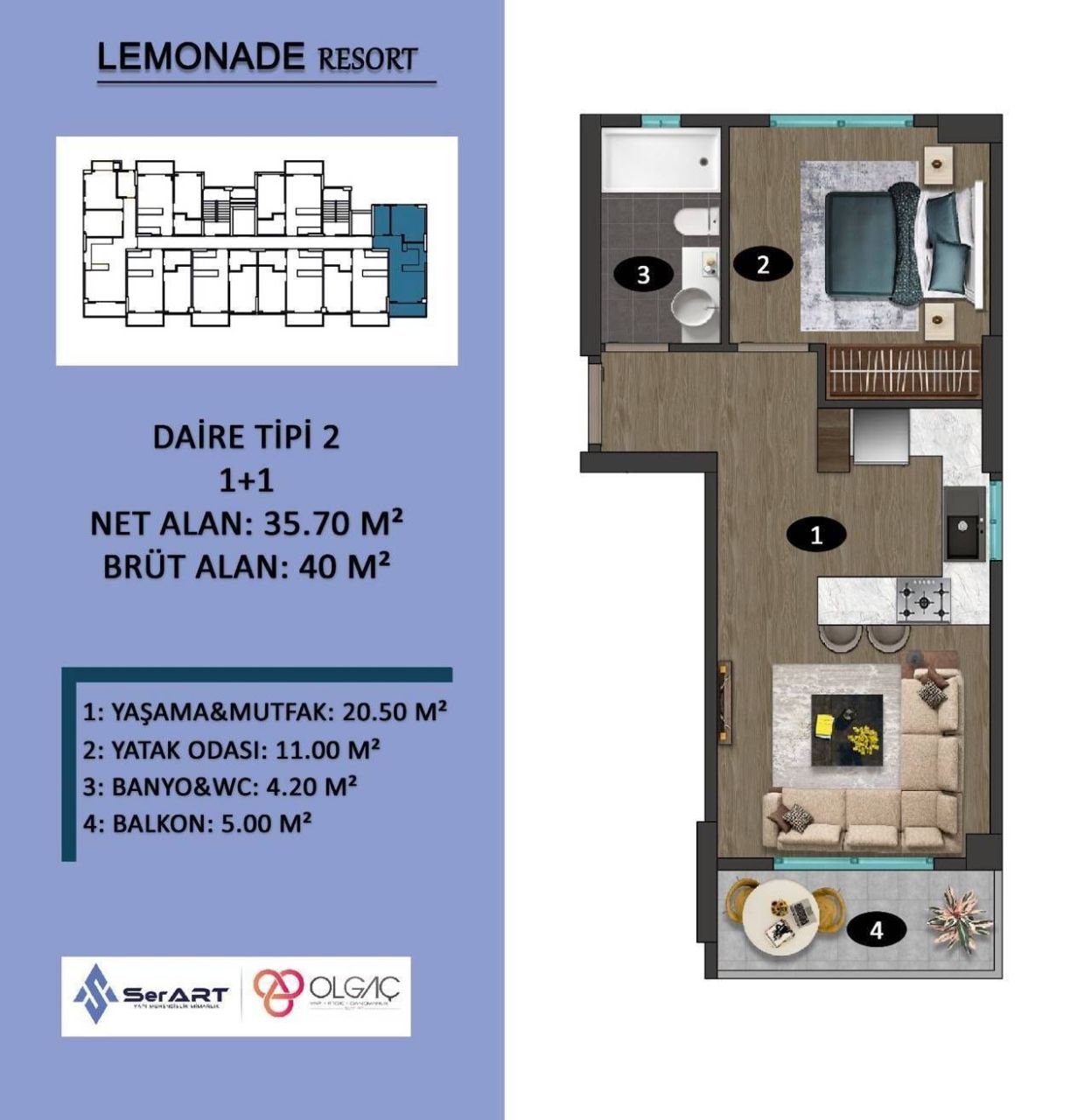 Appartement à Mersin, Turquie, 70 m² - image 13