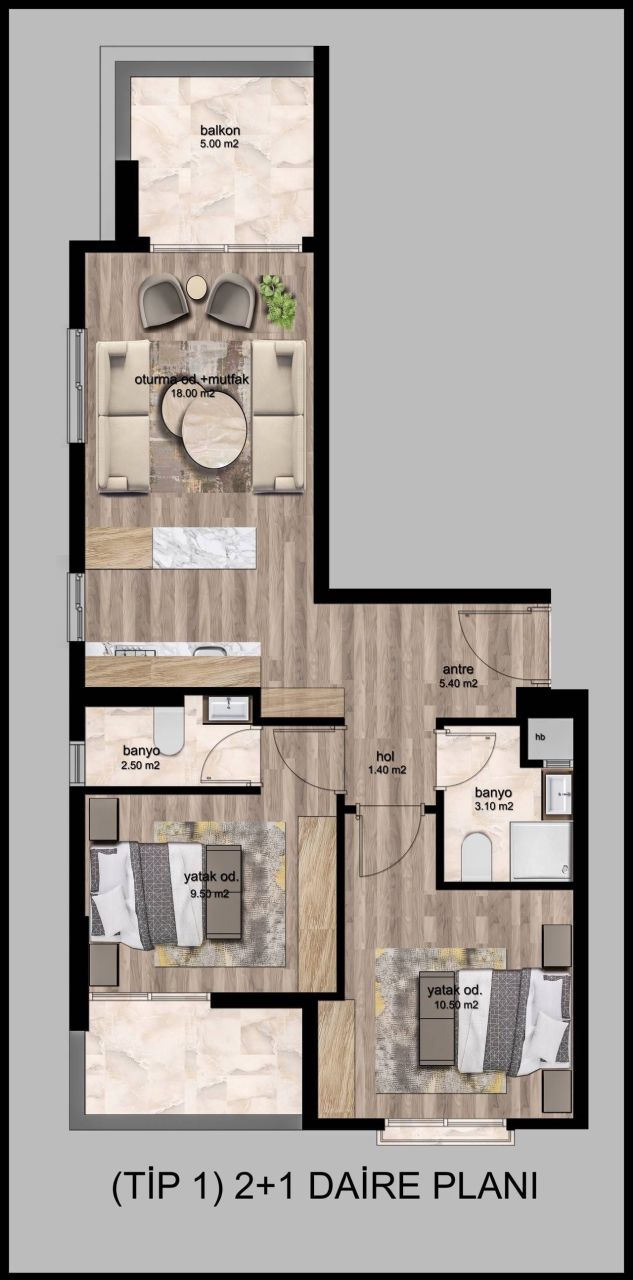 Piso en Mersin, Turquia, 49 m² - imagen 13