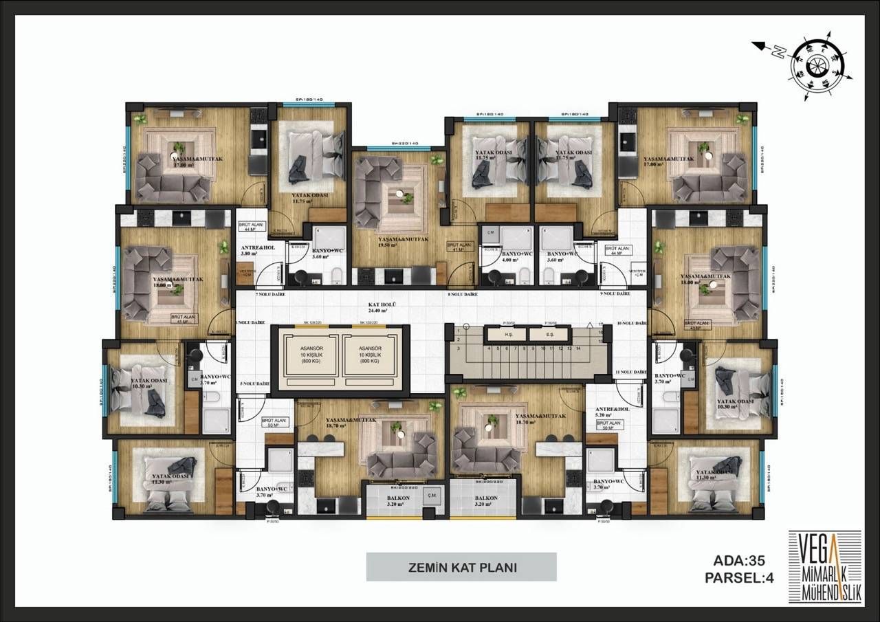 Appartamento a Mersin, Turchia, 52 m² - foto 14