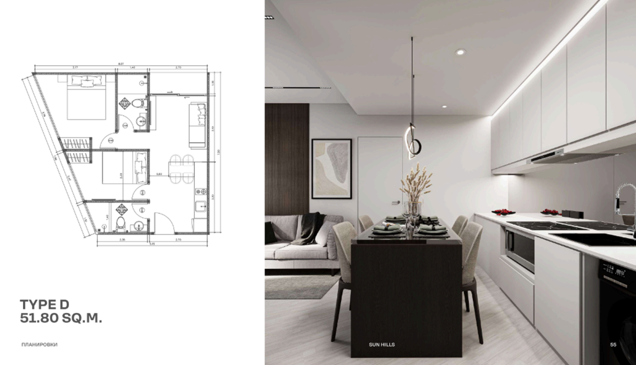 Flat on Phuket Island, Thailand, 51.8 m² - picture 2