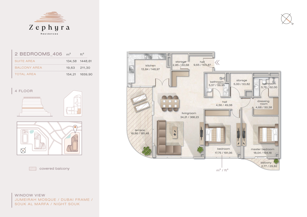 Apartamento en Dubái, EAU, 154.27 m² - imagen 2