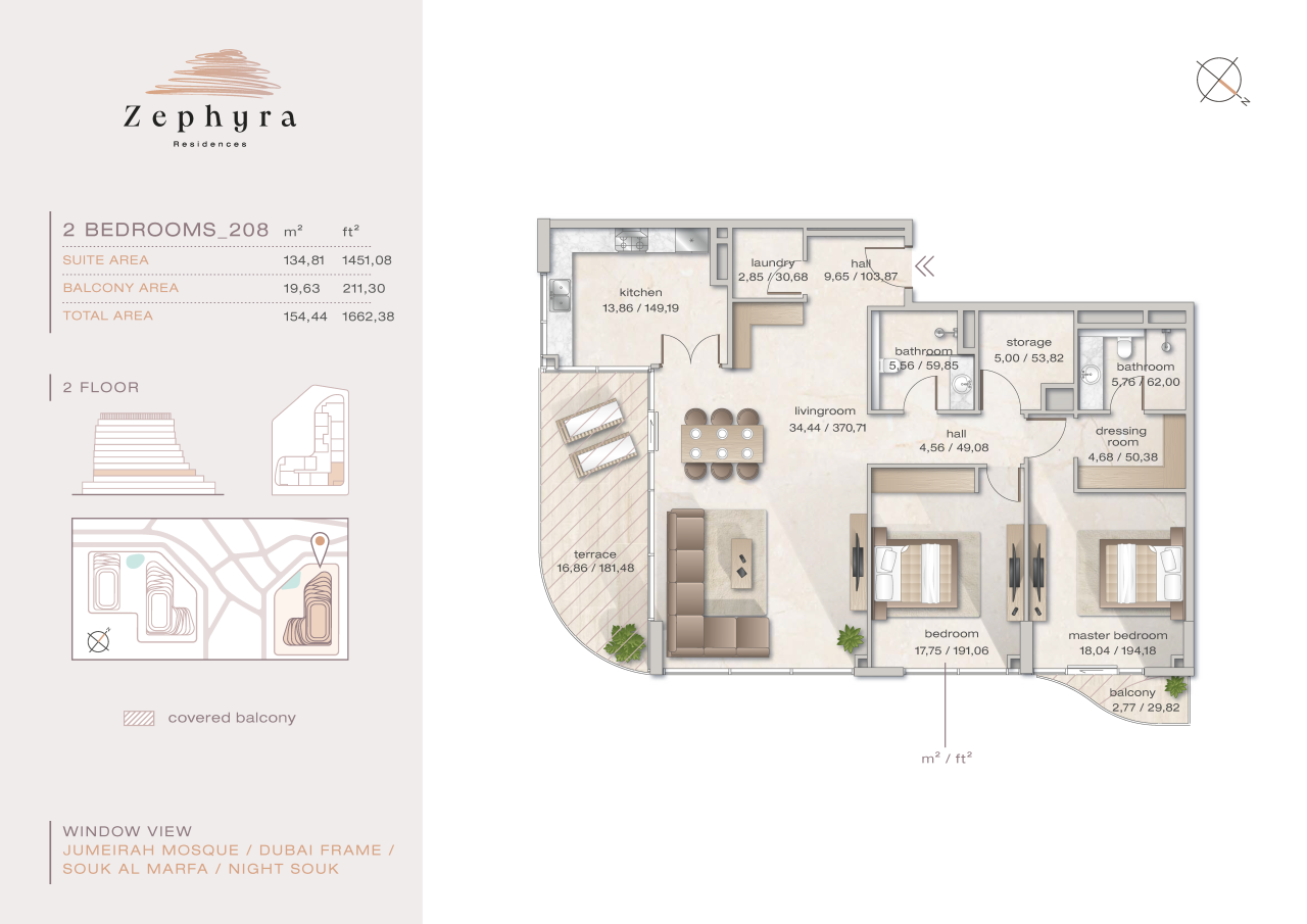 Apartamento en Dubái, EAU, 134.81 m² - imagen 2