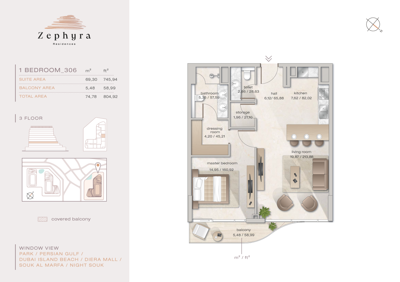 Apartment in Dubai, VAE, 74.81 m² - Foto 2