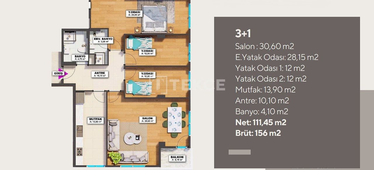 Apartamento en Estambul, Turquia, 156 m² - imagen 14