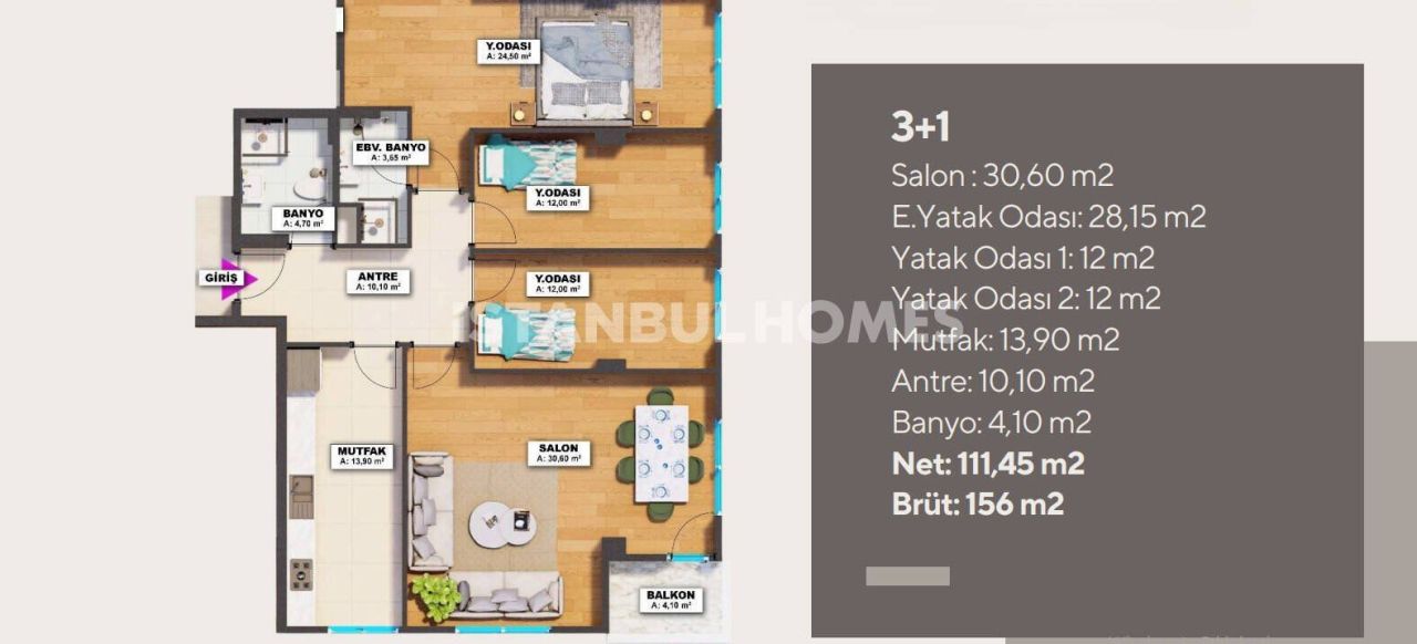 Apartamento en Estambul, Turquia, 156 m² - imagen 12