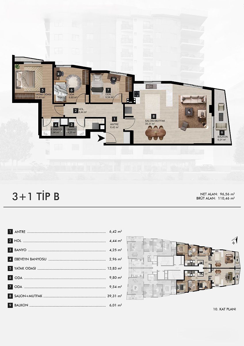 Apartment Bayraklı, Türkei, 110 m² - Foto 10