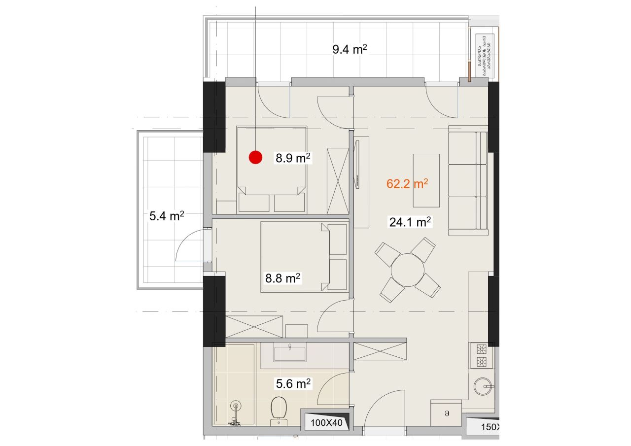 Flat in Batumi, Georgia, 62.2 m² - picture 1