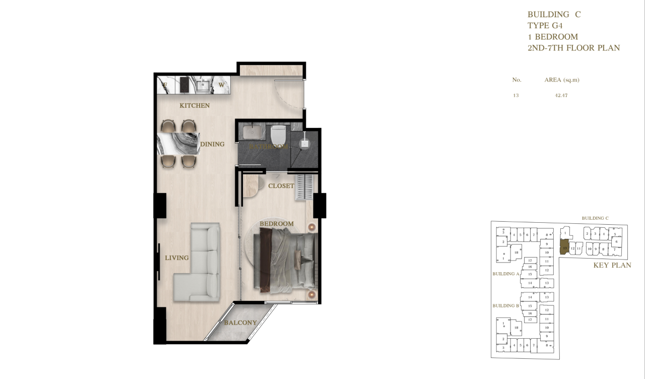 Flat in Pattaya, Thailand, 42.47 m² - picture 2