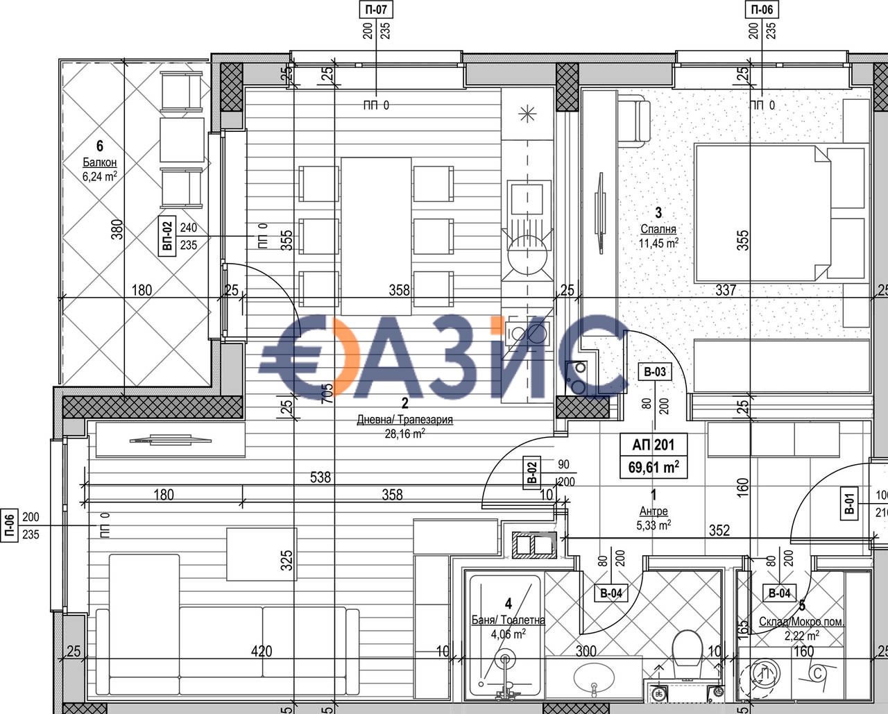 Apartment in Nessebar, Bulgarien, 81.4 m² - Foto 1