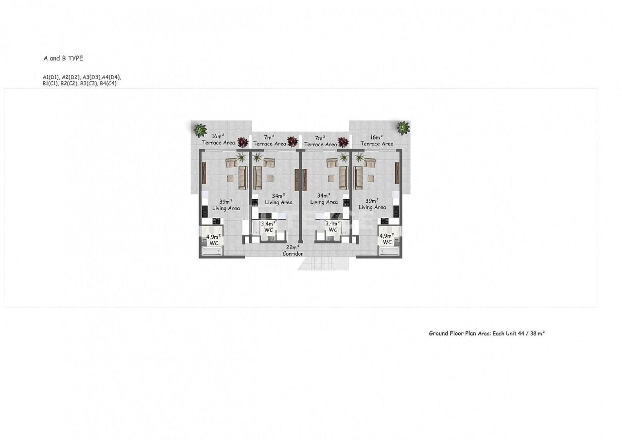 Attico a Kyrenia, Cipro, 45 m² - foto 11
