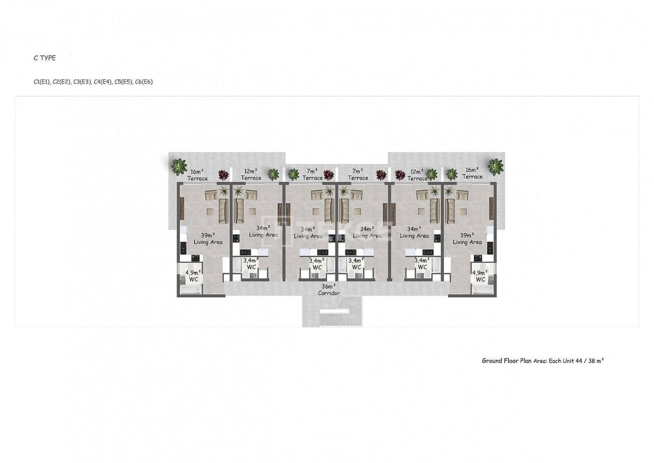 Attico a Kyrenia, Cipro, 45 m² - foto 14