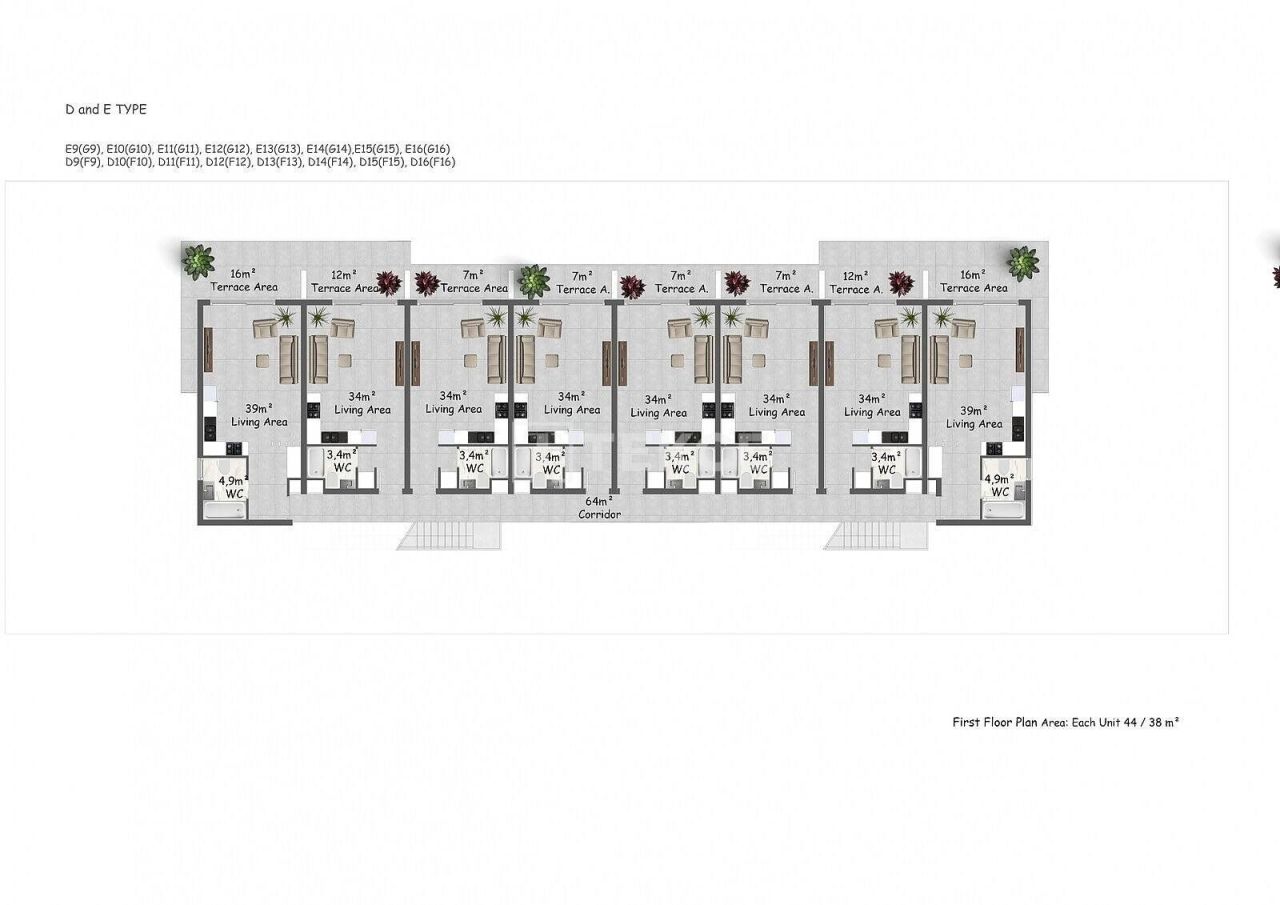 Attico a Kyrenia, Cipro, 45 m² - foto 18