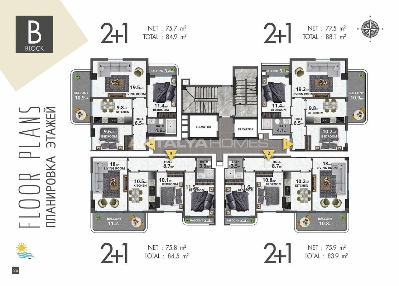 Appartamenti a Alanya, Turchia, 68 m² - foto 18