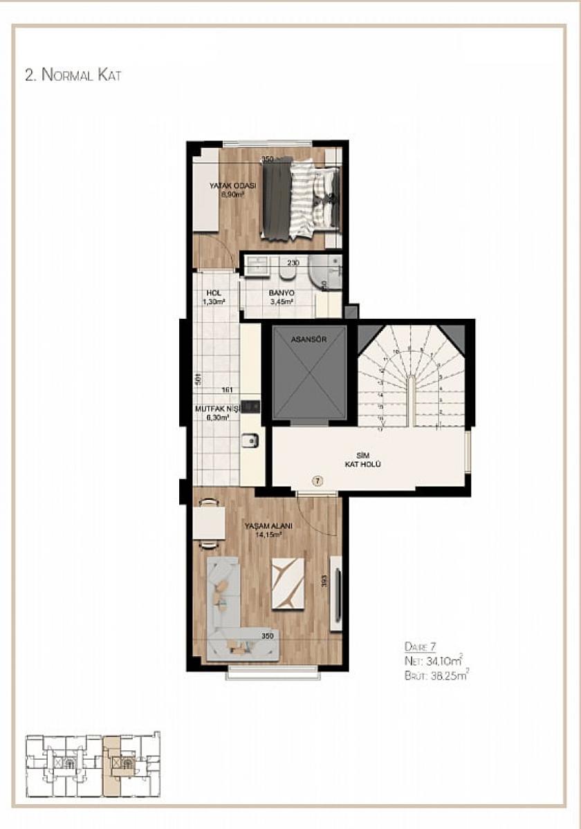 Attico a Istanbul, Turchia, 70 m² - foto 3