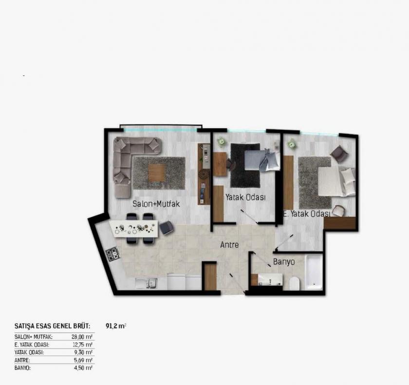 Wohnung in Istanbul, Türkei, 92 m² - Foto 11