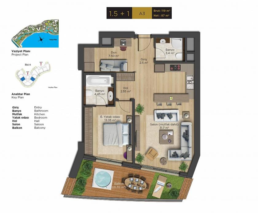 Piso en Estambul, Turquia, 237 m² - imagen 14