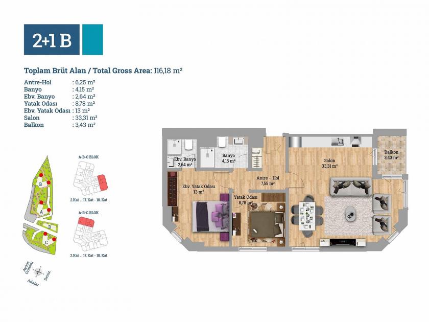 Appartamento a Kartal, Turchia, 123 m² - foto 19