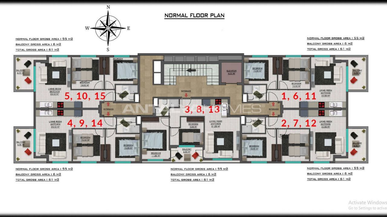 Appartamenti a Alanya, Turchia, 61 m² - foto 11