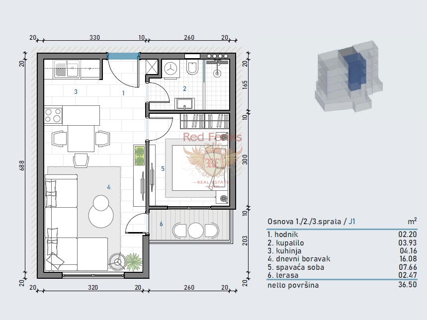 Appartement à Herceg-Novi, Monténégro, 37 m² - image 4