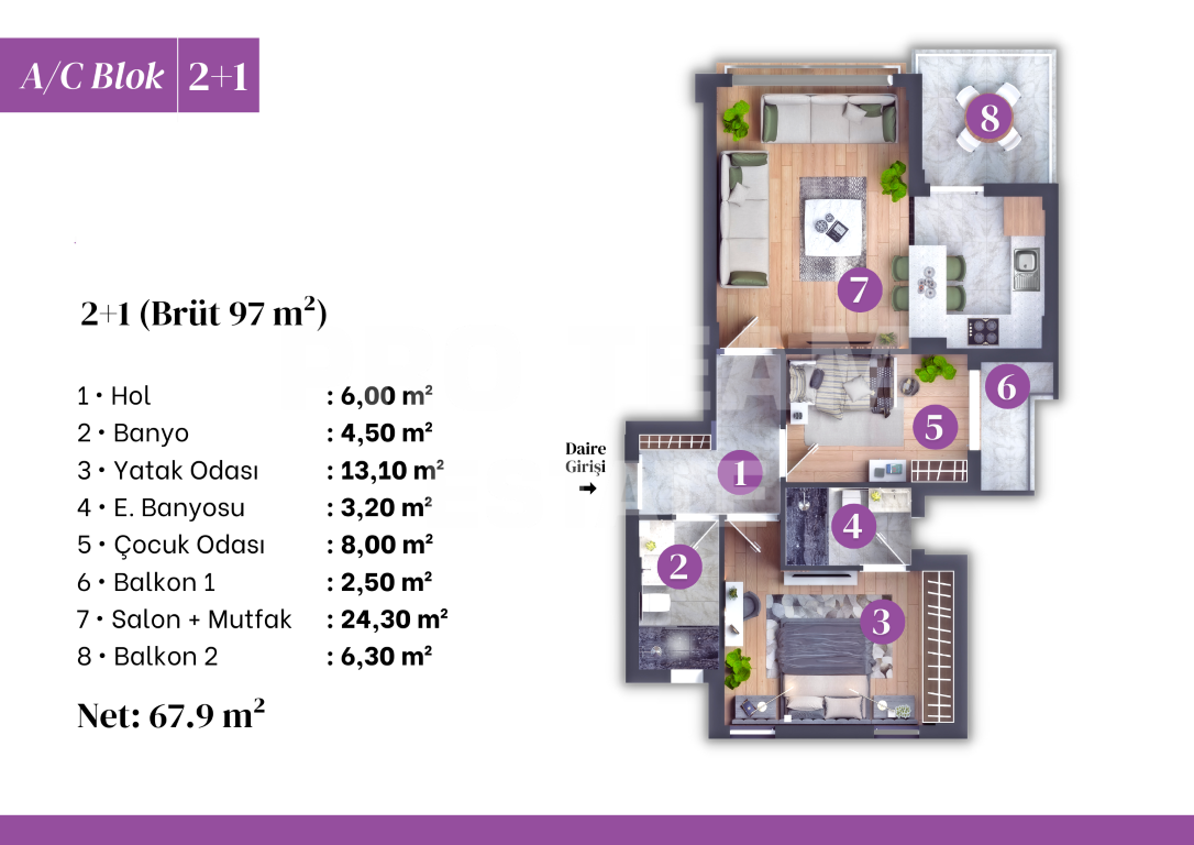Wohnung in Antalya, Türkei, 97 m² - Foto 13
