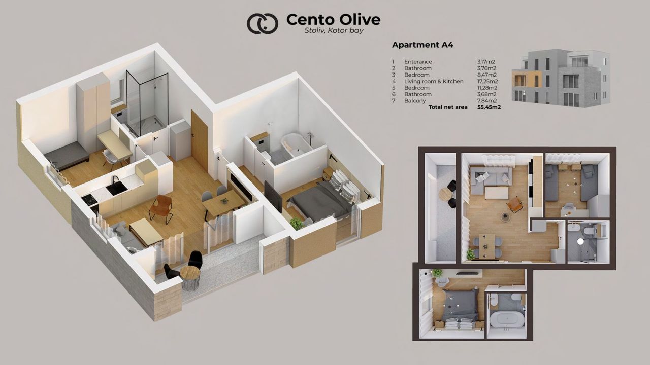 Appartamenti a Stoliv, Montenegro, 55.45 m² - foto 2