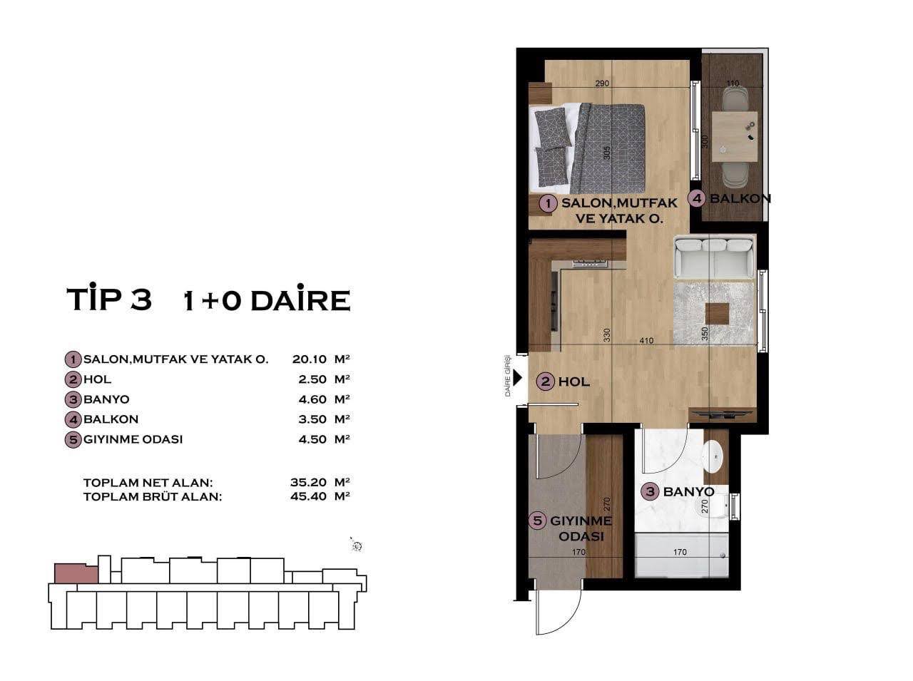 Studio a Mersin, Turchia, 45 m² - foto 7