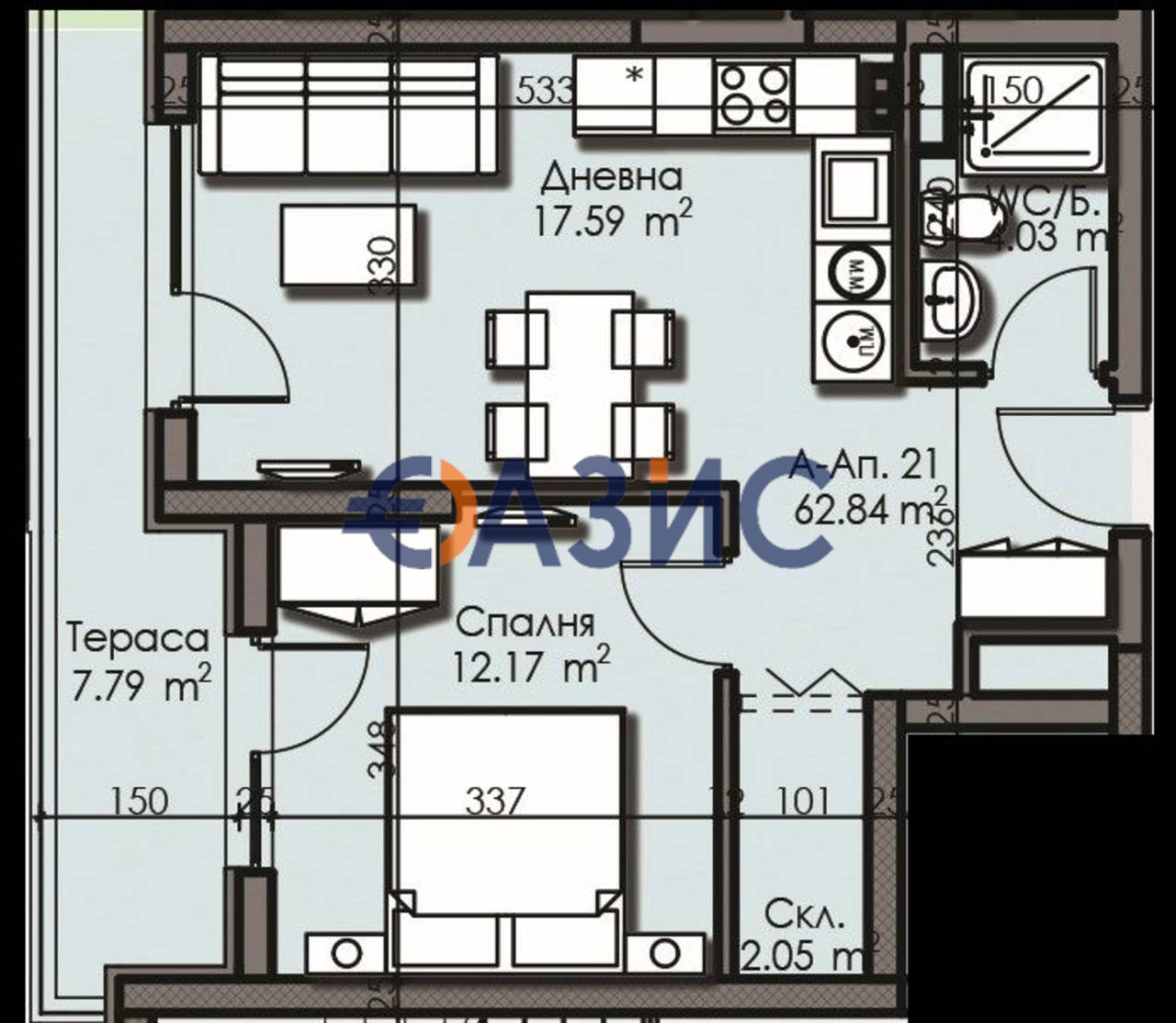 Appartamenti a Burgas, Bulgaria, 62.8 m² - foto 4