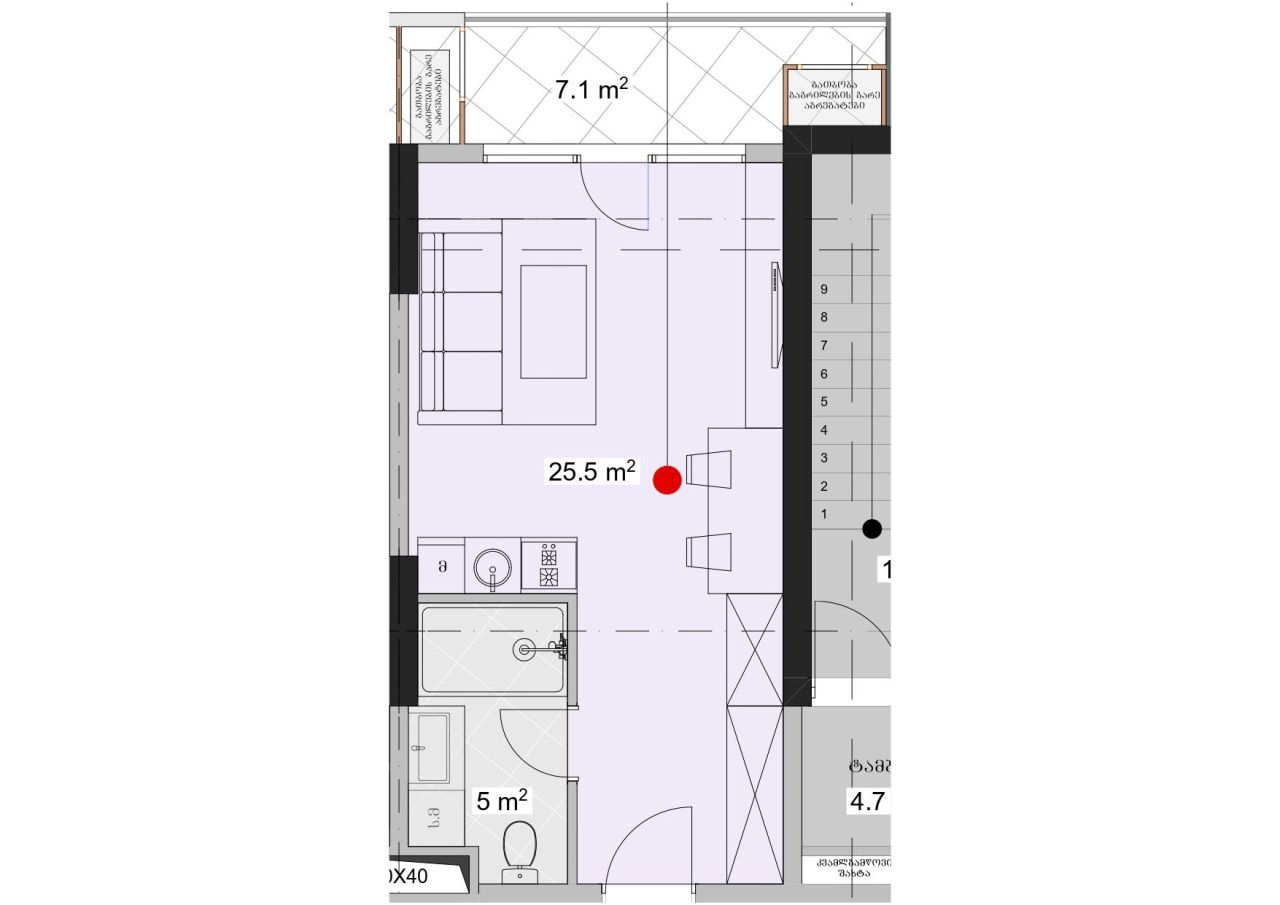 Wohnung in Batumi, Georgien, 37.6 m² - Foto 2