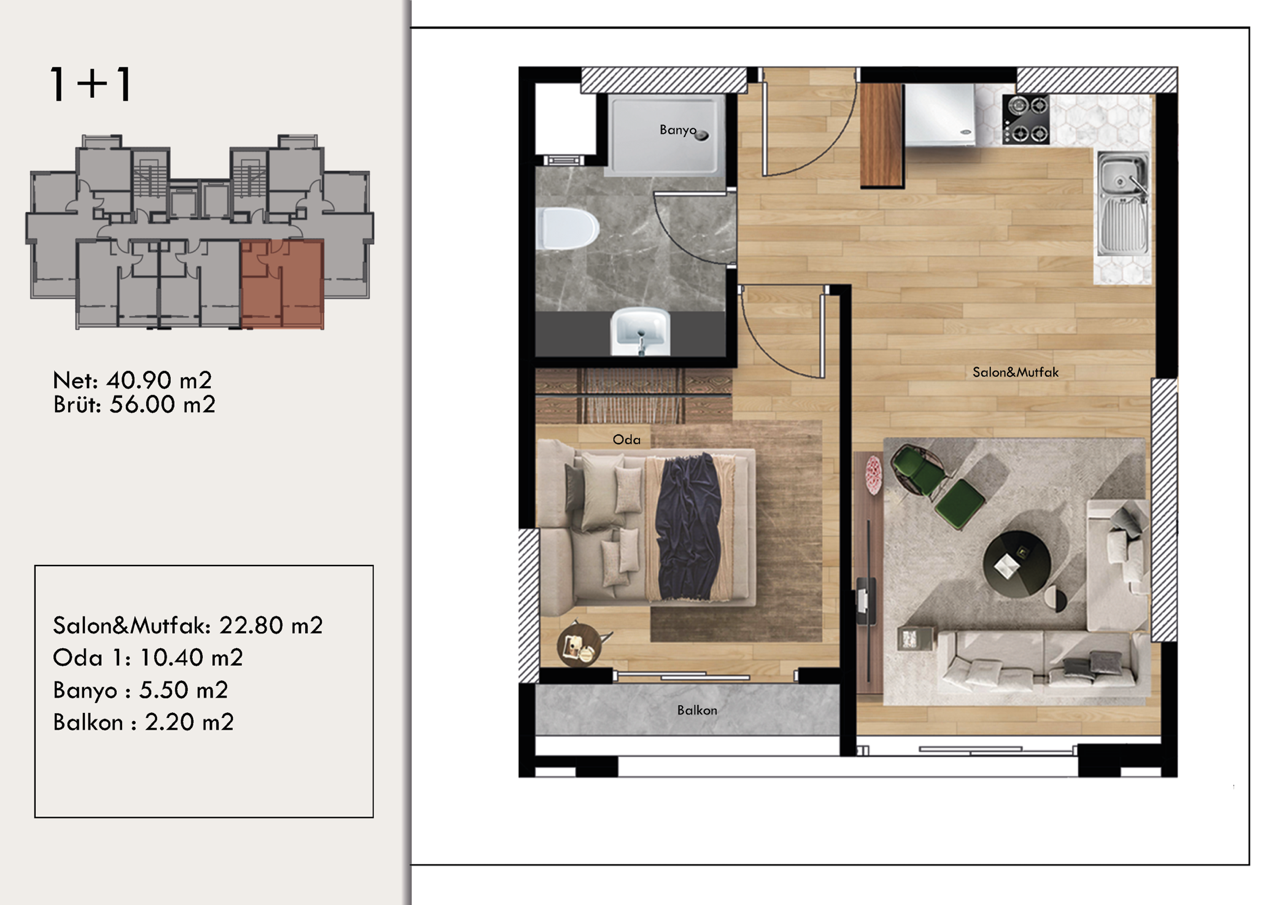 Appartement à Mersin, Turquie, 77 m² - image 17