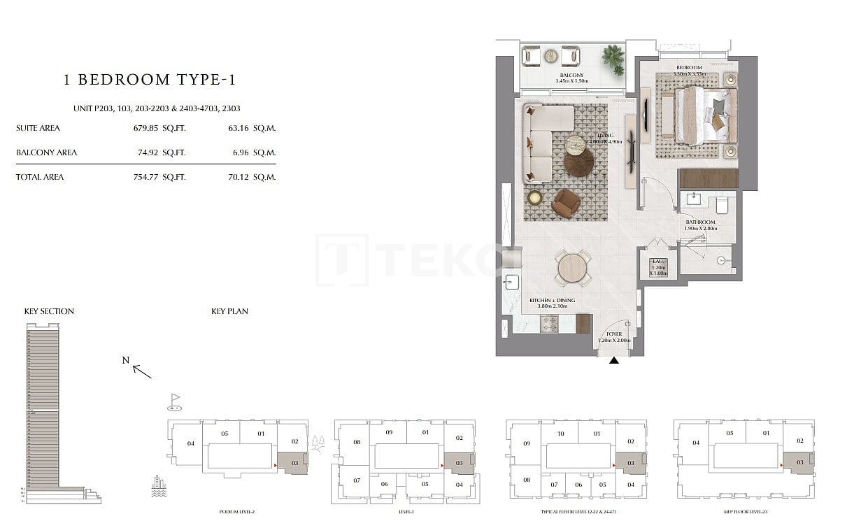 Apartamento en Dubái, EAU, 105 m² - imagen 13