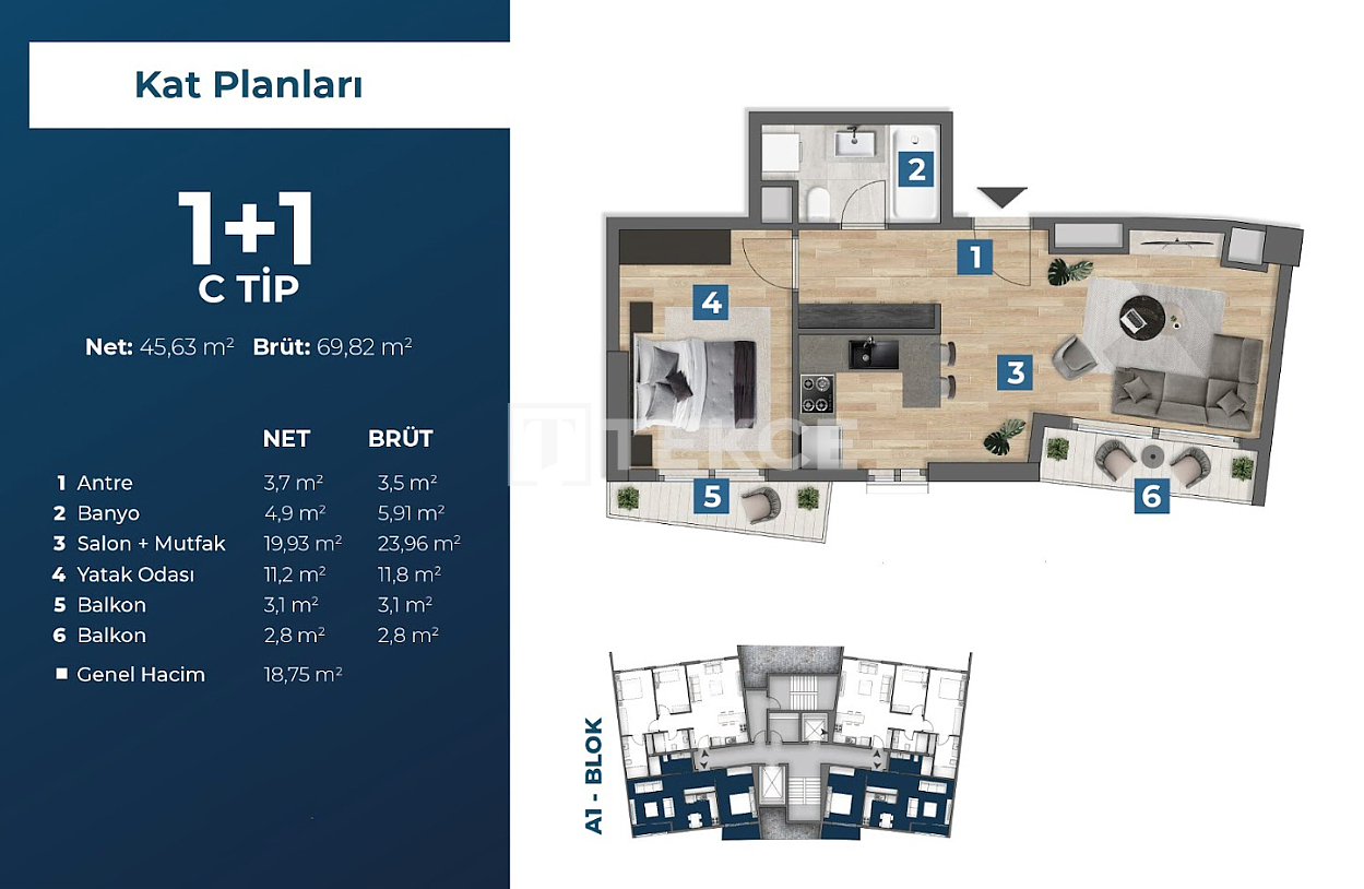 Apartment Çiğli, Türkei, 66 m² - Foto 14