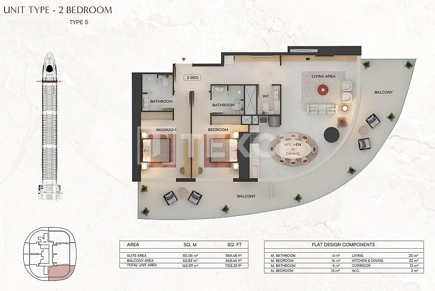 Appartamenti a Dubai, EAU, 37 m² - foto 16