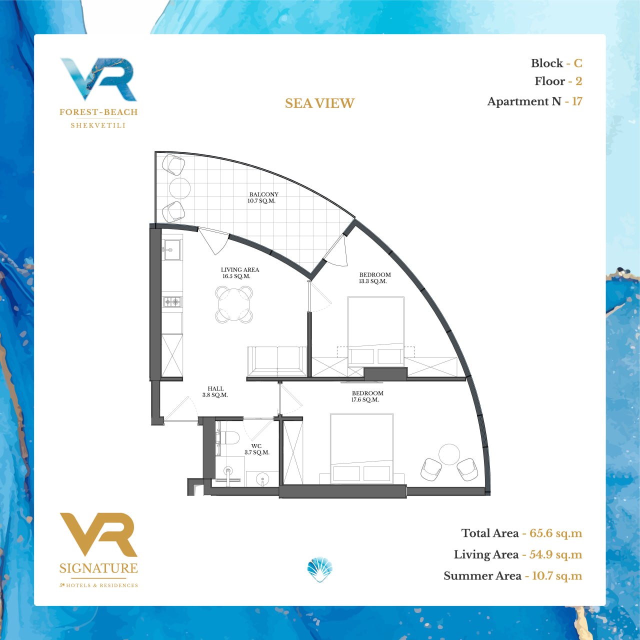 Wohnung in Shekhvetili, Georgien, 65.6 m² - Foto 1