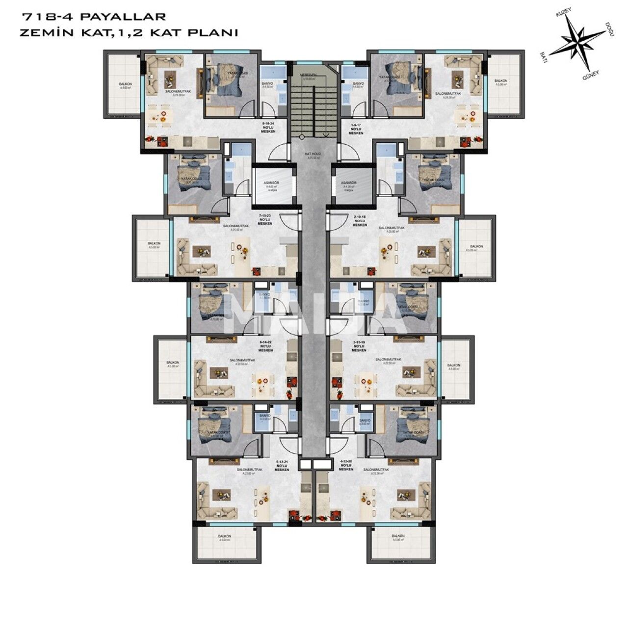 Appartamenti a Alanya, Turchia, 45 m² - foto 2