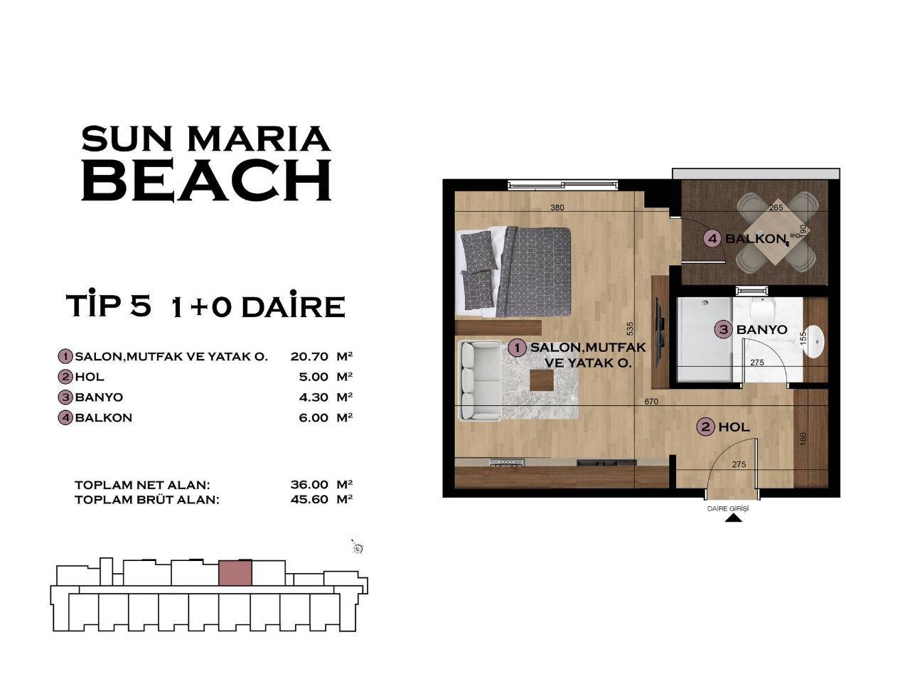 Appartement à Mersin, Turquie, 47 m² - image 13