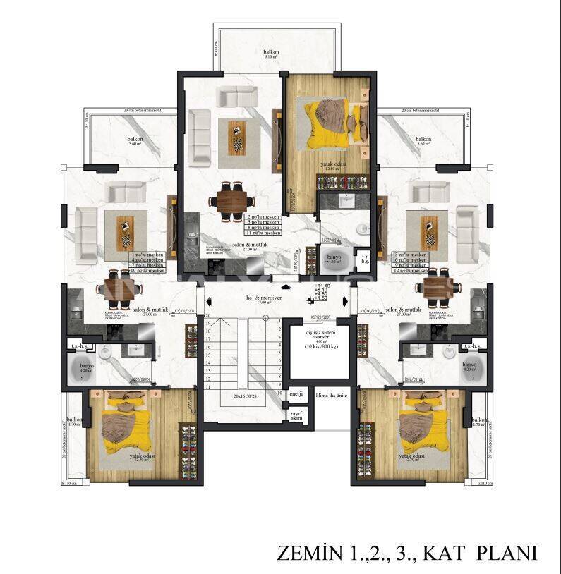 Appartamenti a Alanya, Turchia, 52 m² - foto 14