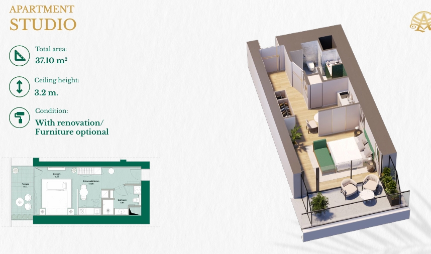 Apartment in Batumi, Georgia, 37.1 m² - picture 7