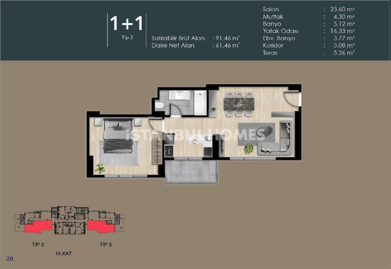 Appartement à Istanbul, Turquie, 63 m² - image 16