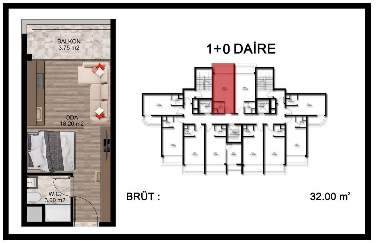 Piso en Mersin, Turquia, 33 m² - imagen 11